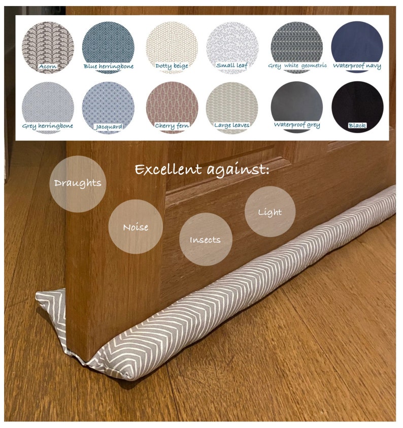 double under door draught excluder, double sided door draft stopper uk, door sausage, draught stopper, door air noise blocker, noise stopper image 1