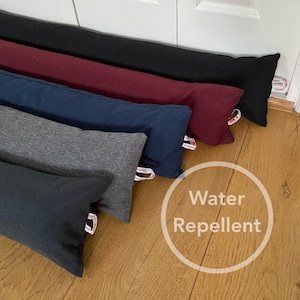 WATERPROOF DRAUGHT EXCLUDER, WATeR REPeLLENT outdoor draft stopper, door draft excluder, patio draft excluder filled, draught stopper Uk
