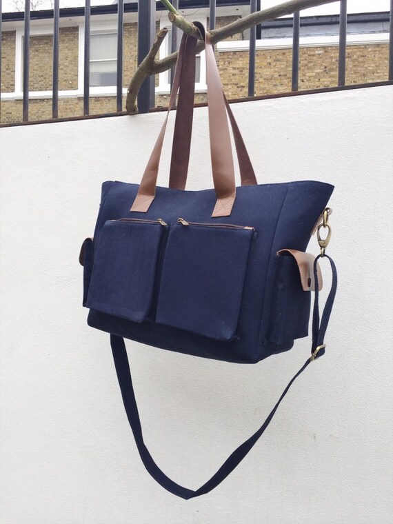 canvas and leather tote
