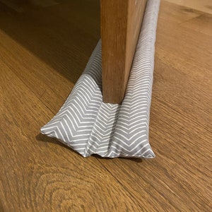 double under door draught excluder, double sided door draft stopper uk, door sausage, draught stopper, door air noise blocker, noise stopper grey herringbone