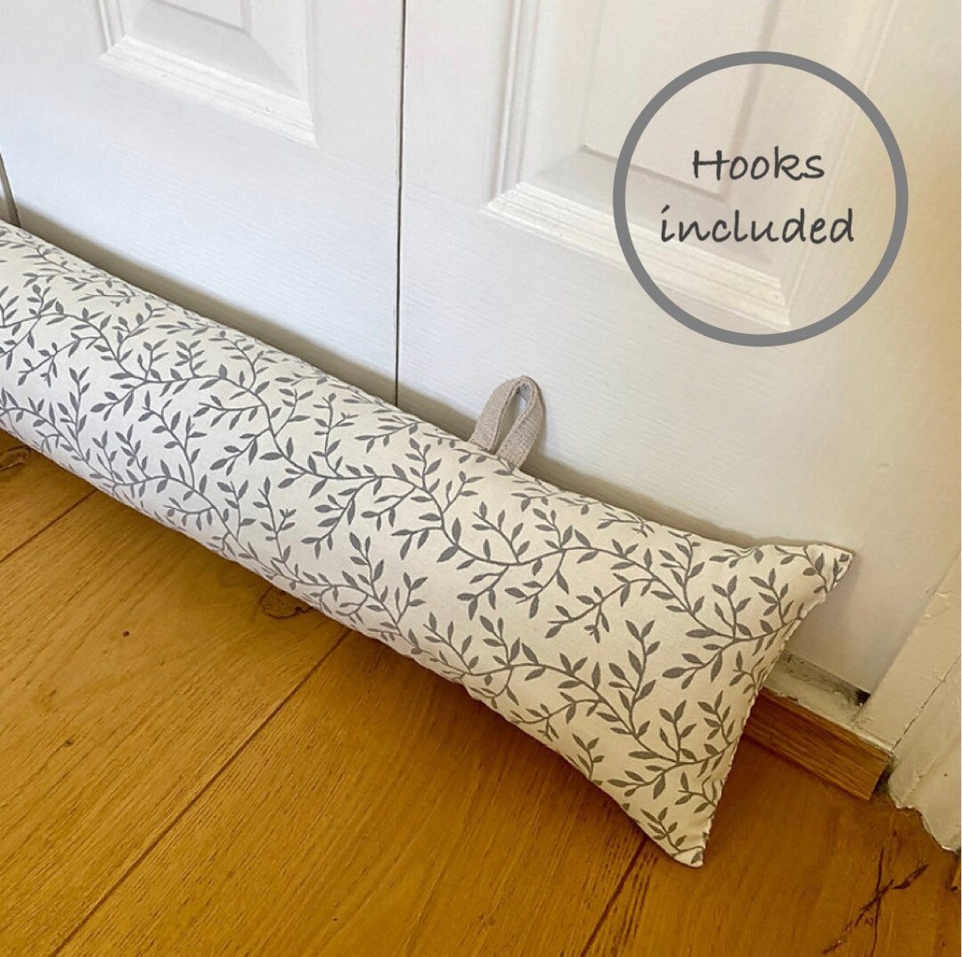 DRAUGHT EXCLUDER With Hanging LOOPS, Grey Draft Stopper, Door Snake, Long Draft Excluder With