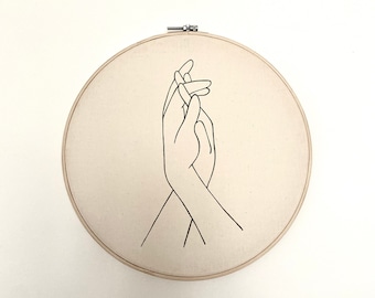 HANDS WALL DECOR, Minimalist art, embroidery hoop wall hanging, Minimalist decor wall art, Hands painting, wall line art