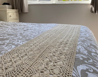 MACRAME TABLE RUNNER, Wedding table runner, shabby chic decor, bed runner, long wedding runner, natural runner, traditional runner