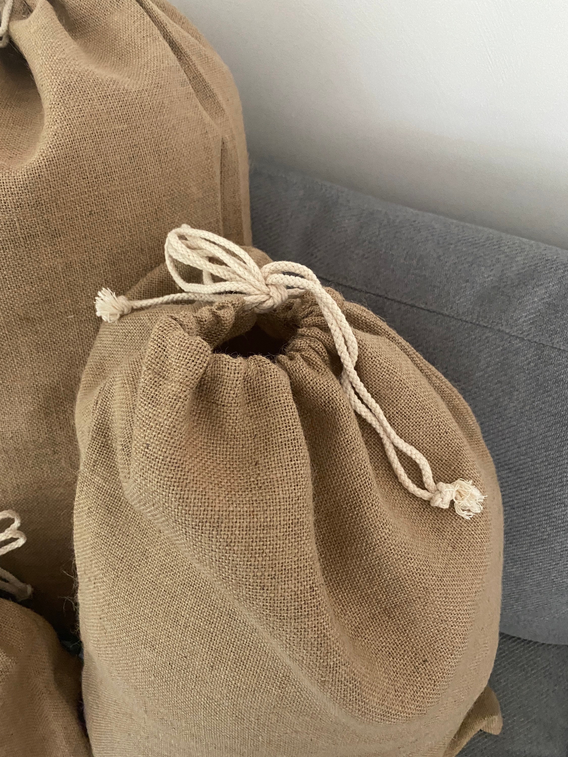 JUTE LAUNDRY BAGS 3 sizes drawstring laundry bag natural Etsy