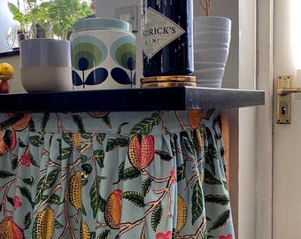 William Morris Botanic Kitchen Sink Skirt, Hook and loop Cabinet Curtain