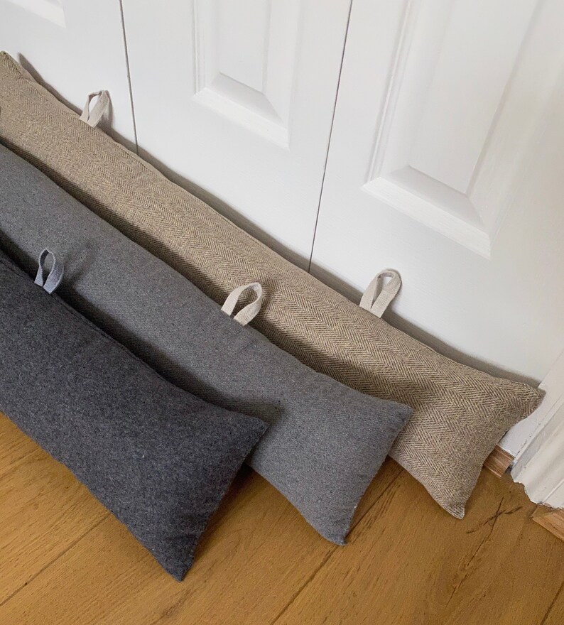 DRAUGHT EXCLUDER With HOOPS Grey Draft Stopper Door Snake Etsy