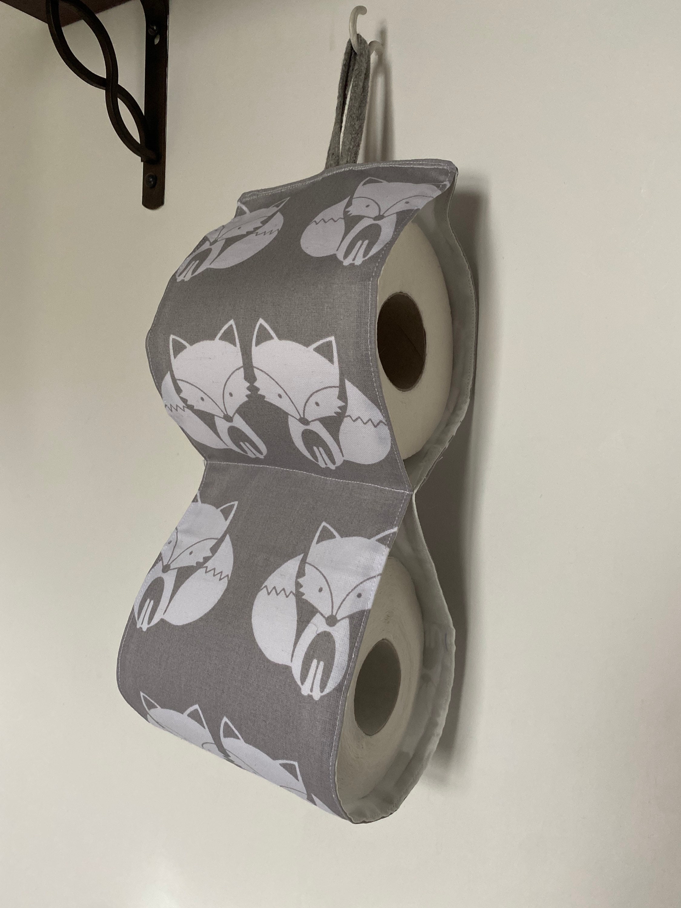 Hanging Toilet Roll Holder Organiser Storage bathroom fabric