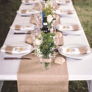 HESSiAN TABLE RUNNER, rustic jute table runner, shabby chic decor, jute bed runner, long wedding runner, burlap runner, minimalistic runner