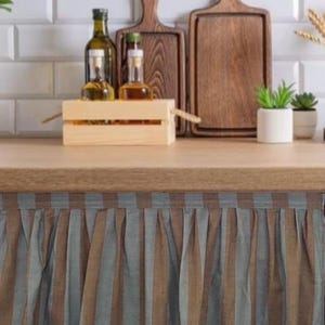 SINK SKiRT, VELCRO CABiNET CURTAiNS, counter valance, Kitchen Curtain, storage unit curtain, Cupboard curtain, Vanity Curtain, Cabinet Cover