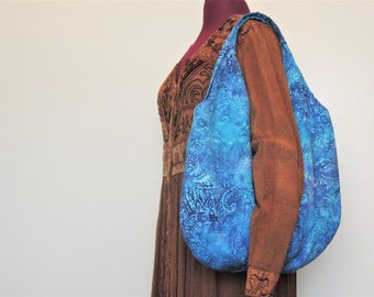 Hippie hobo festival bag purple batik or blue batik bag large shoulder bag carry on bag  bag or over night bag