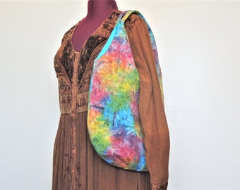 Hippie hobo festival bag multi colored batik bag large shoulder bag carry on bag  bag or over night bag