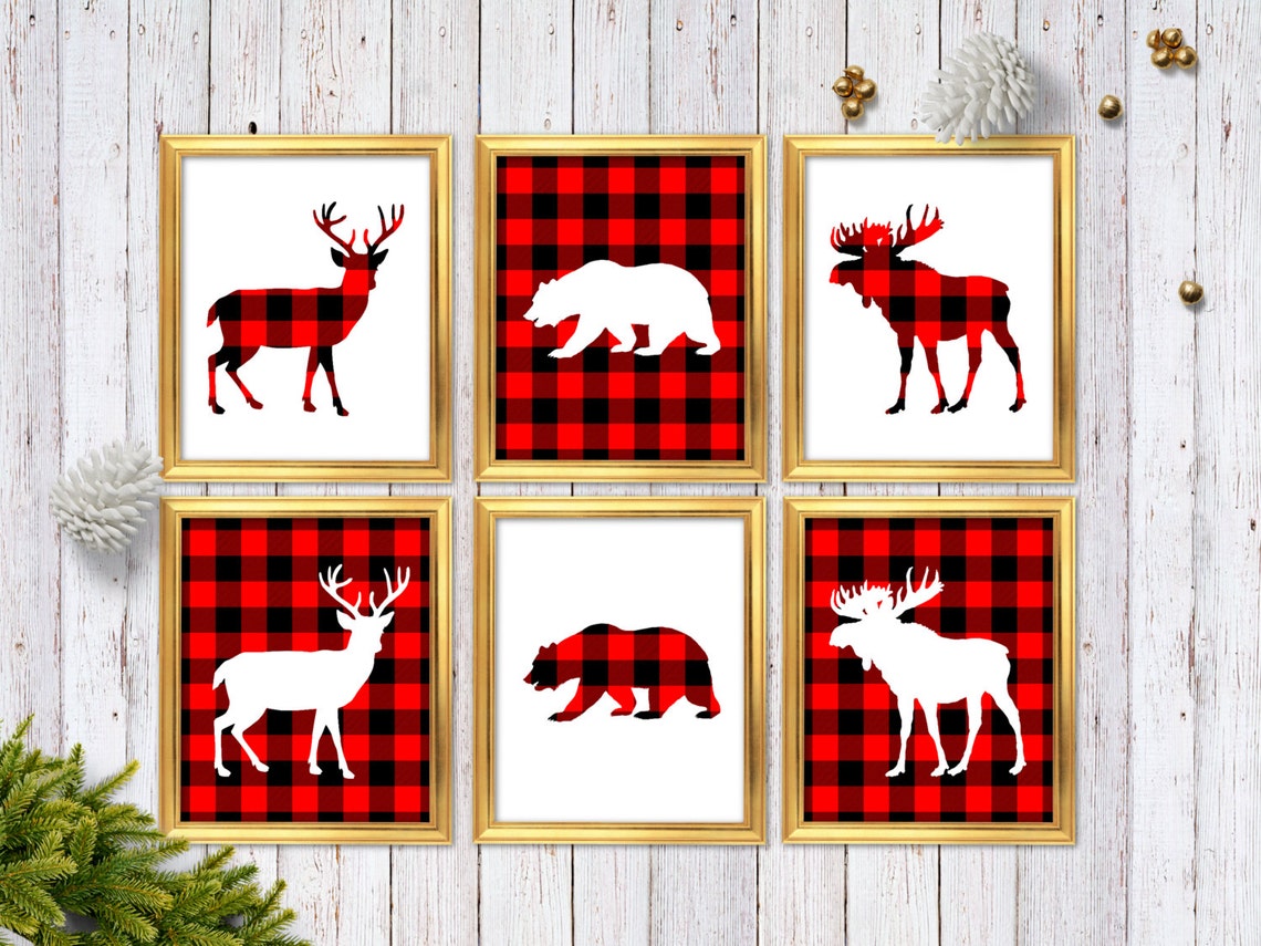 Rustic Buffalo Plaid Wall Art Buffalo Check Woodland Home Etsy