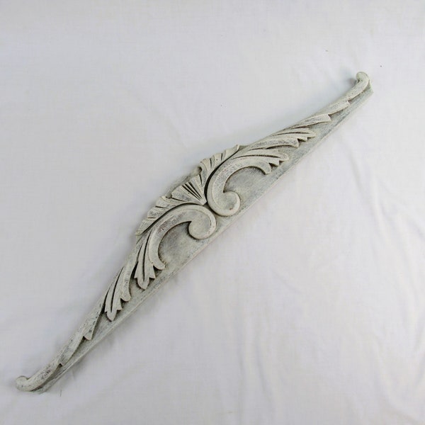 Vintage furniture Cornice wood carved Wall Hanging white painted 31"