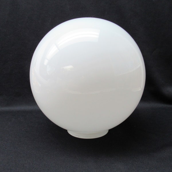 Vintage round White Glass Light Shade ceiling swag lamp 10" across mod globe