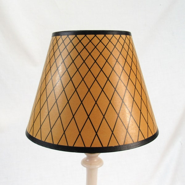 Vintage paper Lampshade black grid pattern clip light shade geometric