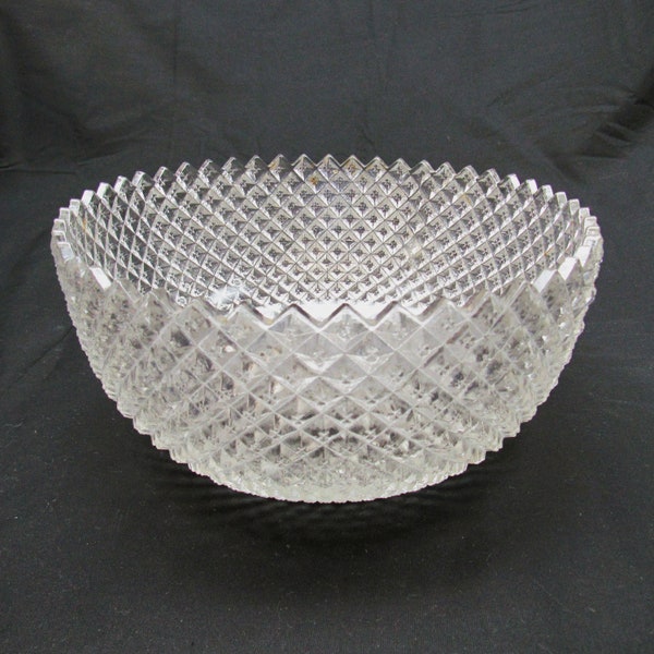 vintage 1930s Miss America large fruit Bowl diamond depression glass Anchor Hocking