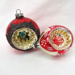 Mercury Glass Indent Ornaments glass Christmas holiday mica hand painted