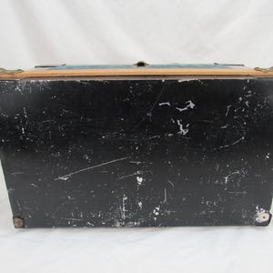 Vintage Camel Back-koffert 45 cm, barnstorlek, förvaring, blå sammetsklädd bild 7