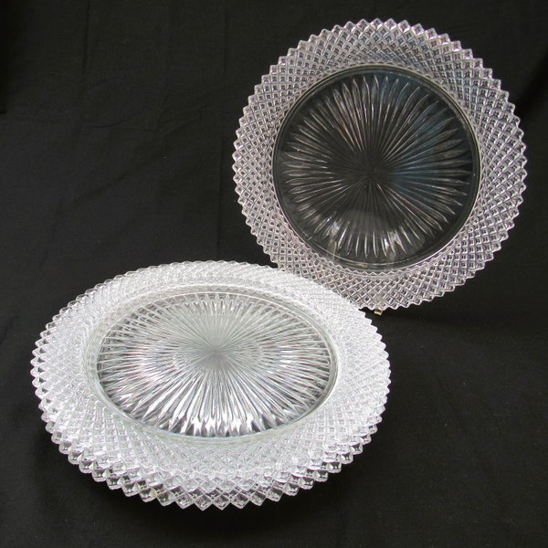 vintage 1930s Miss America depression glass Dinner Plates set of 4 Anchor Hocking diamond pattern