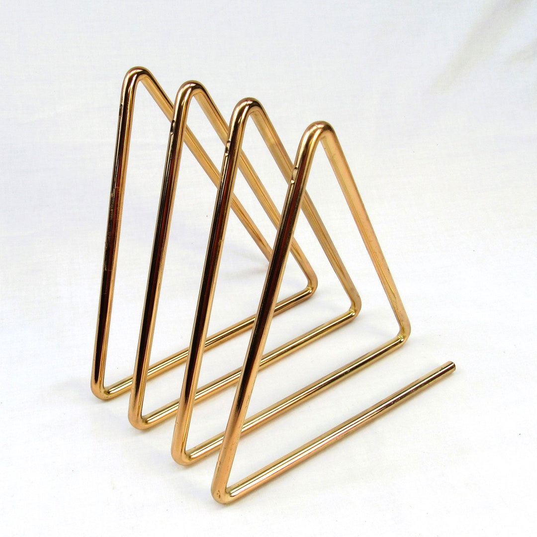 Vintage Record Album Holder Gold Wire Triangle Rack LP Etsy