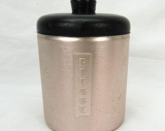 Vintage Spun Aluminum Grease Canister Mid Century Modern Storage