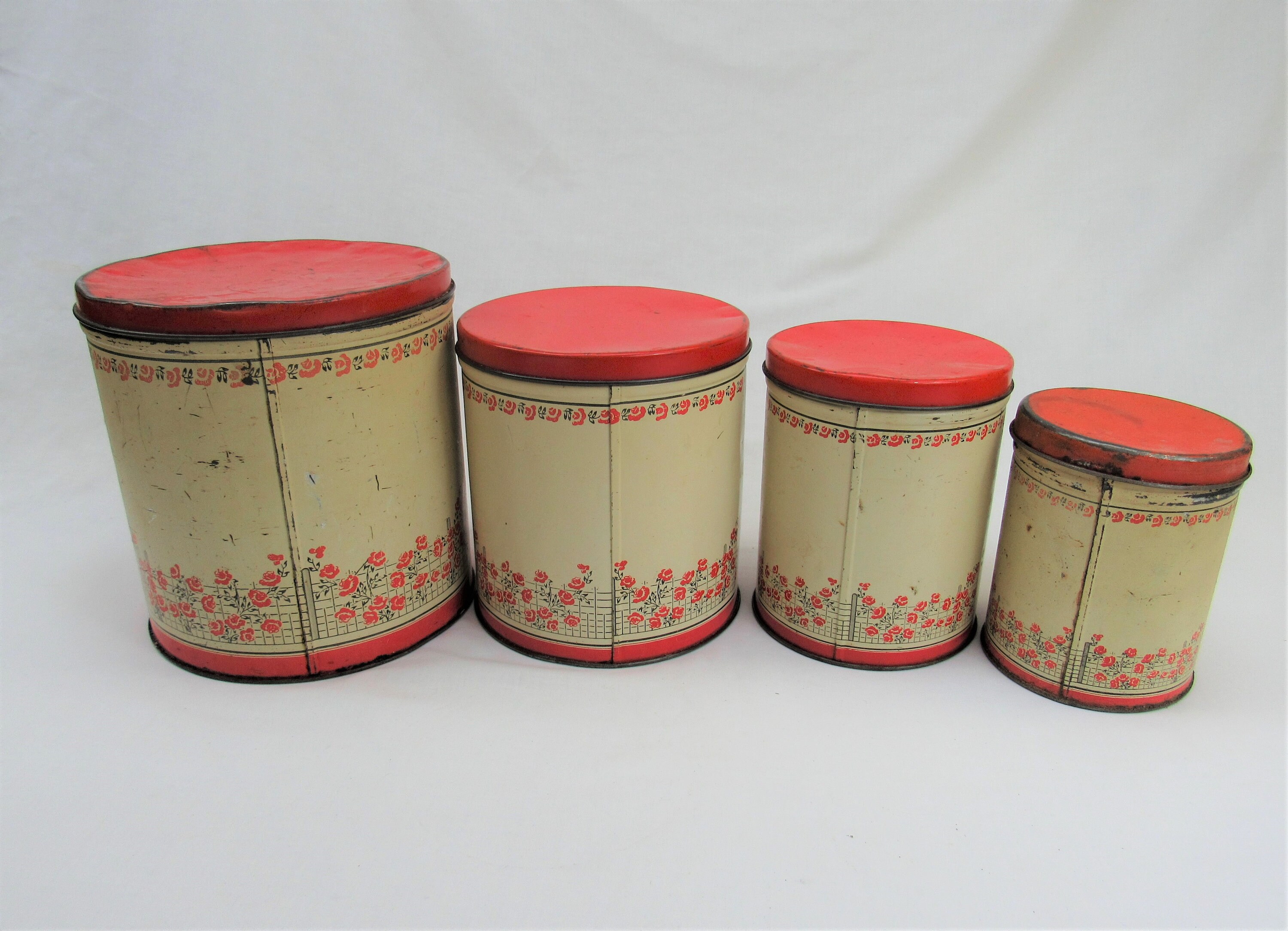 Jahrgang 1930er Jahre Küche Kanister rot und schwarz Zinn | Etsy