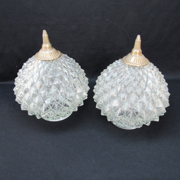 Vintage Ceiling Light Shades clear glass diamond swag lamp globes set of 2 replacements