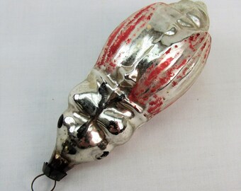 Antique Beetle Christmas Ornament vintage mercury glass insect fly red silver bug rare