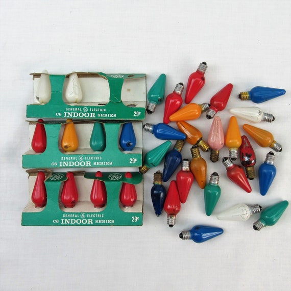 Vintage General Electric Christmas Light Bulbs C6 Indoor Lamps Etsy