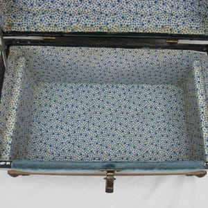 Vintage Camel Back-koffert 45 cm, barnstorlek, förvaring, blå sammetsklädd bild 11