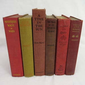 Vintage Red Hardcover Book Lot instant library set of 6 warm colors 1900s