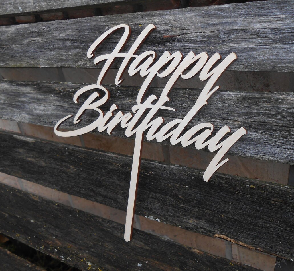 Happy Birthday Cake Topper. Laser Cut Wood. Kids Birthday | Etsy
