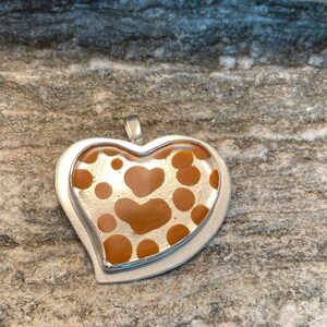 Glass Heart Bezeled Silver Pendant