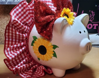 Ceramic Sunflower Decorative Piggy Bank - Customizable - Free Shipping