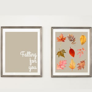 Falling For You Autumn Leaf Printable Wall Art | Digital Download| Cozy fall print | Fall Leaf Printable | Home Decor