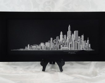 Chicago Skyline Print, Hand Made