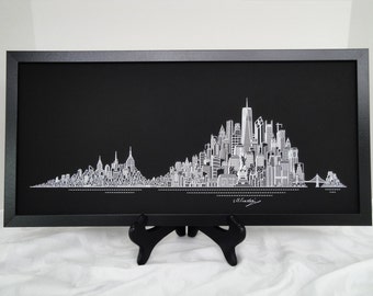 New York Skyline Print, Hand Made