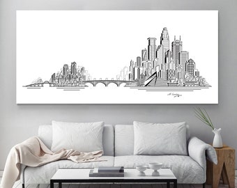 Minneapolis St Paul Skyline Art Drawing Canvas Print 4ft