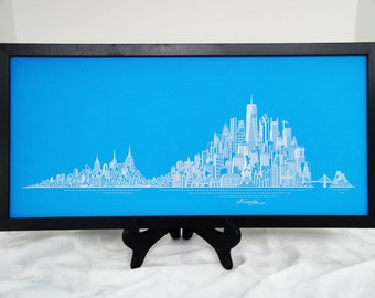 New York Skyline Print, Hand Made