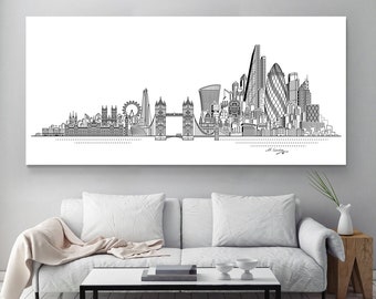 London Skyline Art Original Drawing Canvas Print