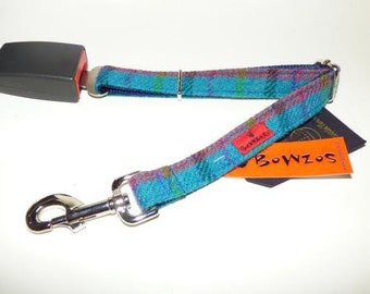 Harris Tweed Hund Sitzgurt - Türkis Check (Reifen)