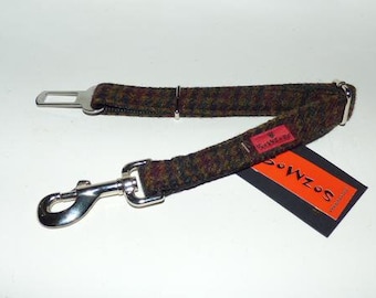Harris Tweed Hund Sitzgurt - dunkelbraun Houndstooth (Bobby)