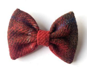 Harris Tweed Bow - Dark Red Check (Blair)