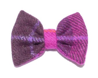 Harris Tweed Bow - Fuchsia Check (Mull)