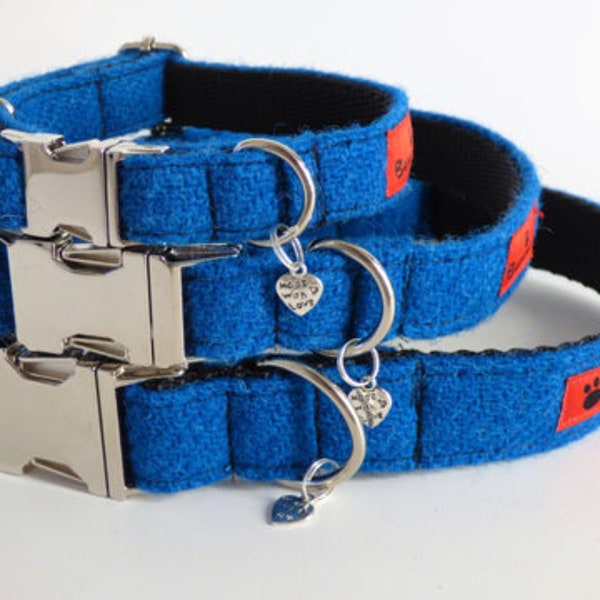 Harris Tweed Dog Collar - Blue (Bonnie)