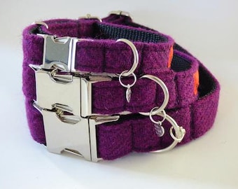 Harris Tweed Hundehalsband - dunkel lila (Caledonian)