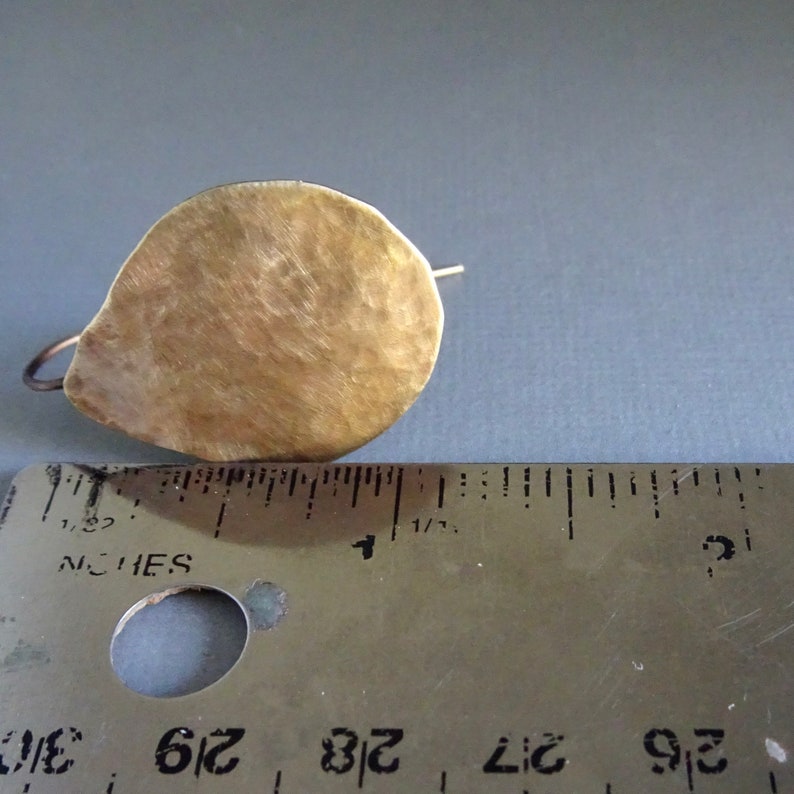 BE5 Minimalist Jewelry Handcrafted Metal Earrings Gold Filled Ear Wires Hammered Brass Dangles Large Tear Drop Earrings