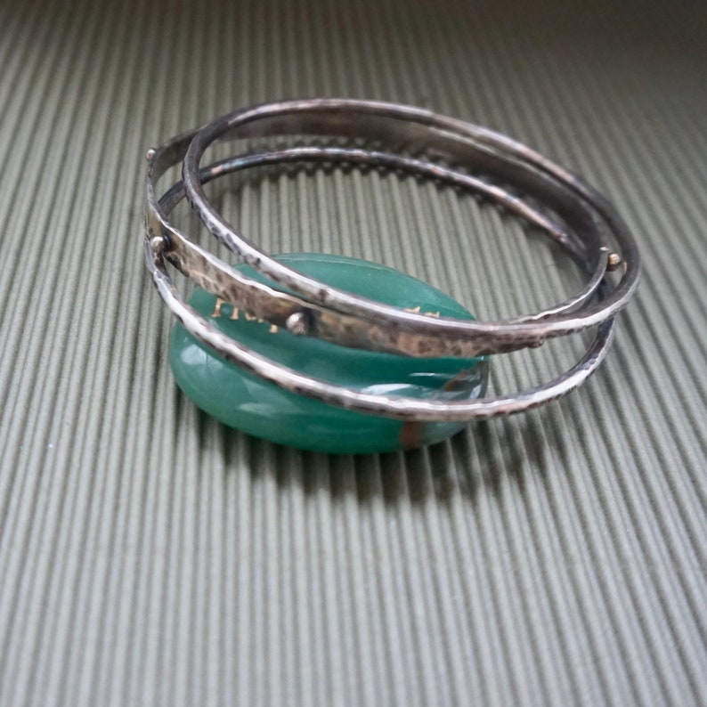 Sterling Silver Bangle With Silver Balls Hammered Stacking Etsy