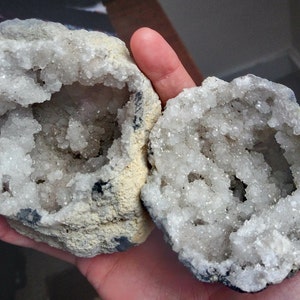 Large Druzy Quartz Geode x2 halves