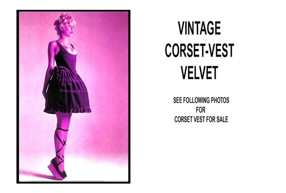 Vest Corset, Vintage Bustier Vest Top, Purple Velv